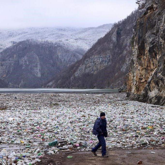 Tons of trash clogs a river in Bosnia. It's a seasonal problem that activists want an end to